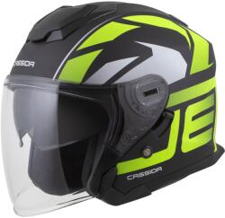 Cassida Motocicleta Cassida Jet Tech 2.0 RoTo Open Face Negru Mat-Galben Fluo-Alb (AIM140-2585)