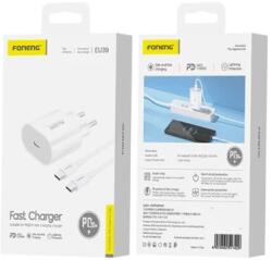 FONENG EU51 1XUSB-C GAN PD 3A 25W Hálózati gyorstöltő (+TypeC - TypeC kábel), fehér
