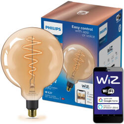 Philips LED izzó E27 G200 6W = 25W izzószál borostyán SMART WiFi Philips WiZ (8719514372160)