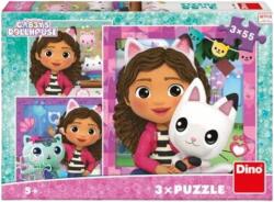 Dino Puzzle 3 in 1 - Gabby si prietenii ( 3 x 55 piese) PlayLearn Toys Puzzle