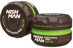 Nish Man 08 Matt vízbázisú hajwax - erős tartás, matt hatás, bentonit-agyaggal 150 ml (nish-08-matt)