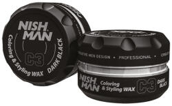 Nish Man C3 fekete hajszínező wax - erős tartás, matt hatás, ősz haj elfedésére 100 ml (nish-C3)