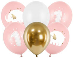 Partydeco Latex lufi 1. születésnap 11" 28cm, 6db, Kislány (LUFI567965)