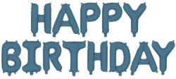 Partydeco Happy Birthday felirat, acélkék 16" fólia betűk, csak csak levegővel tölthető (LUFI626096)