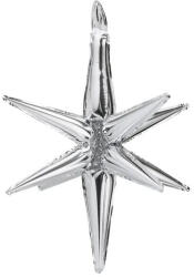 Partydeco Egyszínű nagy csillag fólia lufi 3D 27, 5" 70 cm ezüst csillag, levegővel tölthető (LUFI845431)