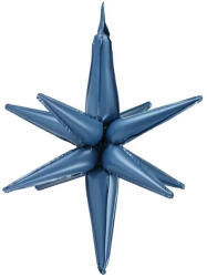 Partydeco Egyszínű nagy csillag fólia lufi 3D 27, 5" 70 cm acélkék csillag, csak levegővel tölthető (LUFI779582)