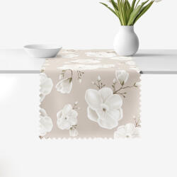 Goldea napron de masă impermeabil - flori albe 50x120 cm Fata de masa