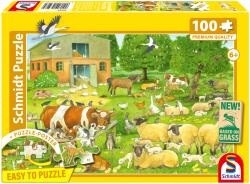 Schmidt Spiele - Puzzle Familii de animale la fermă - 100 piese Puzzle