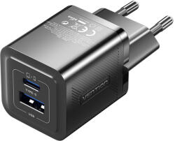 Vention USB-C+A (30W/30W, 2-portos, fekete, GaN), töltő