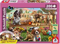 Schmidt Spiele - Puzzle Un picnic în grădină pentru câini și pisici - 200 piese Puzzle