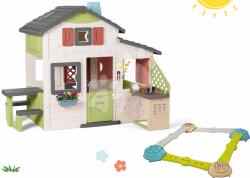Smoby Set căsuţa Prietenilor cu bucătătrie și pistă distractivă Friends House Life Smoby extensibilă pentru dezvoltarea simțurilor motorii (SM810207-52) Casuta pentru copii