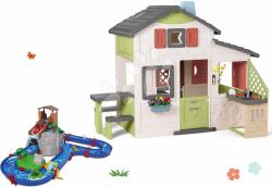Smoby Set căsuţa Prietenilor și pista de apă Adventure Friends House Life Smoby extensibilă cu bucătărie și sonerie electronică (SM810207-53) Casuta pentru copii