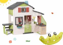 Smoby Set căsuţa Prietenilor și bucătătrie Friends House Life Smoby extensibilă și leagăn cu două fețe Dinosaurus (SM810207-51) Casuta pentru copii