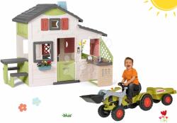 Smoby Set căsuţa Prietenilor și tractor cu pedale Friends House Life Smoby extensibilă cu remorcă și încărcător cu bucătărie și sonerie (SM810207-45) Casuta pentru copii
