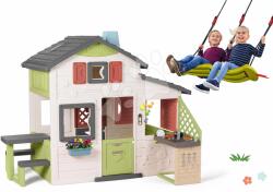Smoby Set căsuţa Prietenilor și leagăn agățabil Friends House Life Smoby extensibilă cu bucătărie și sonerie electronică (SM810207-57) Casuta pentru copii