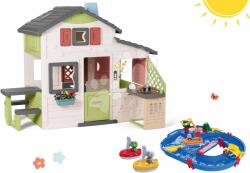 Smoby Set căsuţa Prietenilor și pistă de apă cu bărci cu pânză Friends House Life Smoby extensibilă cu bucătărie și sonerie electronică (SM810207-38) Casuta pentru copii