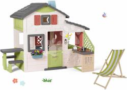 Smoby Set căsuţa Prietenilor cu bucătărie și șezlong din lemn Friends House Life Smoby extensibilă reglabil cu husă textilă (SM810207-56) Casuta pentru copii