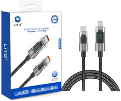 Lito - Adatkábel (LD09) - Lightningről Type-C-re, 100W magas sebességű töltés, LED kijelző, 1, 2 m - Fekete