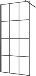 INVENA perete cabină de duș walk-in 90 cm negru semi lucios/sticlă cu model AK-32-197 (AK32197)