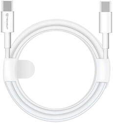 Techsuit - Adatkábel (PCB130) - Type-C to Type-C, Gyors töltés, 60W, 480Mbps, Alumínium ötvözet, 1m - Fehér