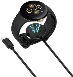 Techsuit - Vezeték nélküli töltőkábel okosórához (THC5) - Google Pixel Watch 3 (41 mm, 45 mm) / 2 / Fitbit Ace LTE típusú, Type-C - Fekete