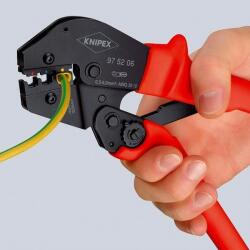 KNIPEX Клещи за кримпване на кабелни накрайници 0.1-2.5мм2 неизолирани, закалени, синьо-червена ръкохватка 250мм, с пружина, Knipex (K975204)