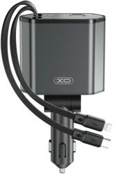 XO CC62 autós gyorstöltő PD + QC lightning és type-c kábellel (Szürke)