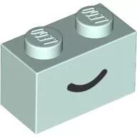 LEGO® 3004pb302c152 - LEGO világos aqua kocka 1 x 2 méretű, mosoly mintával (3004pb302c152)