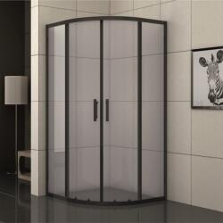Inter Ceramic Cabina de dus semirotunda Inter Ceramic cu usi glisante 80x80 cm negru mat - transparent fumuriu (285B/80NEW EASY ASSEMBLE)