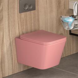 Inter Ceramic Set vas WC suspendat Inter Ceramic Rimless roz mat cu capac softclose (5135PINK)