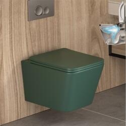 Inter Ceramic Set vas WC suspendat Inter Ceramic Rimless verde albastrui inchis mat cu capac softclose (5135DG)