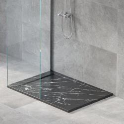 Inter Ceramic Cadita compozit pentru dus Inter Ceramic dreptunghiulara 120x80 cm negru mat finisaj marmura (12080MB-4)