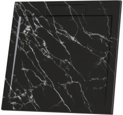 Inter Ceramic Cadita compozit pentru dus Inter Ceramic patrata 90x90 cm negru mat finisaj marmura (9090MB-2)