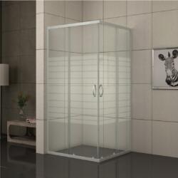 Inter Ceramic Cabina de dus patrata Inter Ceramic cu usi glisante 90x90 cm crom - transparent cu linii albe (275/31NEW 90*90 EASY ASSEMBLE)