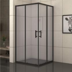 Inter Ceramic Cabina de dus patrata Inter Ceramic cu usi glisante 80x80 cm negru mat - fumuriu (275GS/80NEW EASY ASSEMBLE)