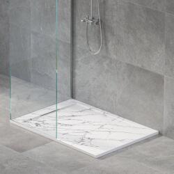 Inter Ceramic Cadita compozit pentru dus Inter Ceramic dreptunghiulara 140x80 cm alb mat finisaj marmura (14080MB-3)