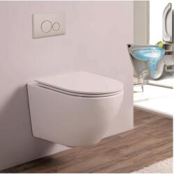 Inter Ceramic Set vas WC suspendat Inter Ceramic Rimless cu capac slim alb finisaj lucios (4937 GLOSSY WHITE)