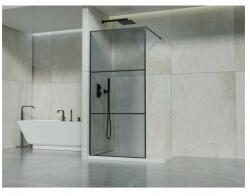 Inter Ceramic Paravan de dus tip Walk-In Inter Ceramic profil negru mat - sticla fumurie cu lini negre 90x190 cm (123B/90)