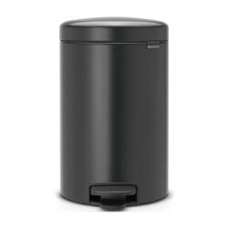 Brabantia Cos de gunoi cu pedala Brabantia NewIcon 1008842, 12 L, Inchidere lina, Baza antiderapanta, Gri inchis (1008842) Cos de gunoi