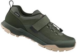 Shimano SH-EX500 férfi trekking és túra kerékpáros cipő, tépőzáras - fűzős, SPD, oliva-zöld, 42-es