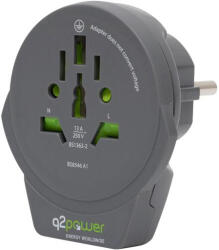 Q2 power Utazóadapter "world to europe usb" q2 usb 5v, 1.100110-th (1.100110-TH)