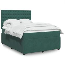 vidaXL sötétzöld bársony rugós ágy matraccal 140x190 cm (3292349)