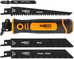 NEO TOOLS Kézifűrész szett univerzális befogóval, 4 db lappal, dekopír és orrfűrész lapokhoz (44-650) - storeplace