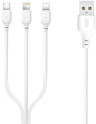 XO Nb103 3 In 1 Usb Type-c / Lightning / Micro Usb Kábel 2.0a 1 Méter Fehér
