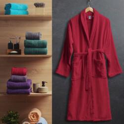 Pucioasa Halat de baie velur 100% bumbac, marime XL/XXL, Rosu