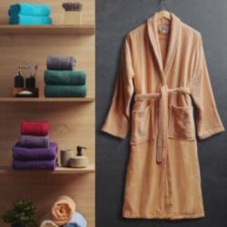 Pucioasa Halat de baie velur 100% bumbac, marime XL/XXL, Portocaliu