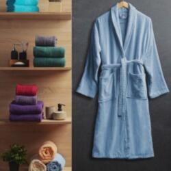 Pucioasa Halat de baie velur 100% bumbac, marime XL/XXL, Bleu