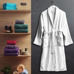 Pucioasa Halat de baie velur 100% bumbac, marime XL/XXL, Alb