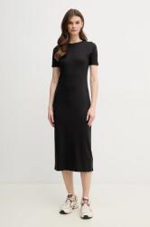 Calvin Klein pamut ruha fekete, midi, testhezálló, K20K208299 - fekete S