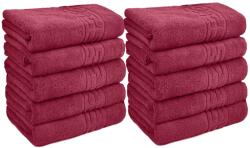 Ralex Pucioasa Pachet 10 prosoape baie 50x90 cm Bumbac 100%, Greek Border 500 grame/mp, Rosu Prosop